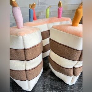 Pillowfort; birthday cake with removable slices. Candles attached. Plush toy